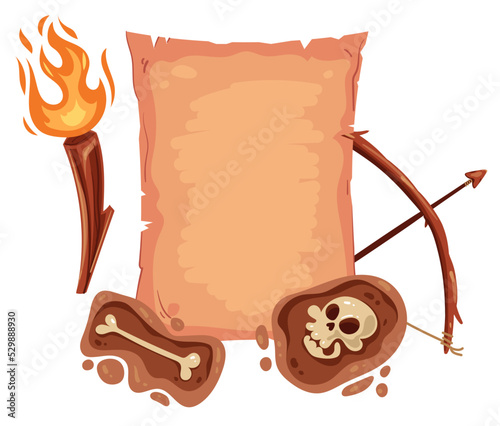 Ancient scroll artifact archeology museum papyrus abstract concept. Graphic design element vector illustration
