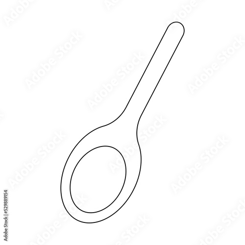 Black and white doodle illustration of a spoon with transparent background