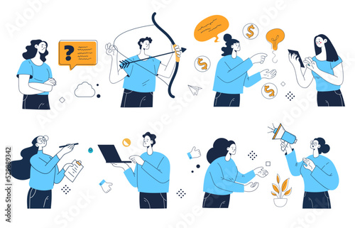 Business people characters office workers team managers concept set collection. Vector graphic design element illustration
