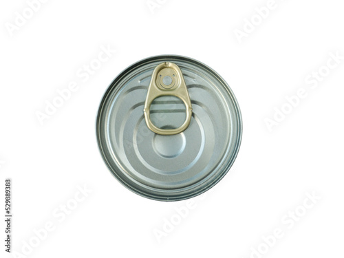 Foto Metallic can with a key opener top view isolated transparent png