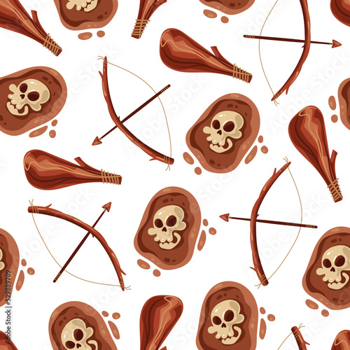 Human skeleton fossil archeology seamless endless pattern abstract concept. Graphic design element vector illustration
