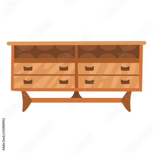 Retro wooden cabinet with shelves, mid-century modern furniture