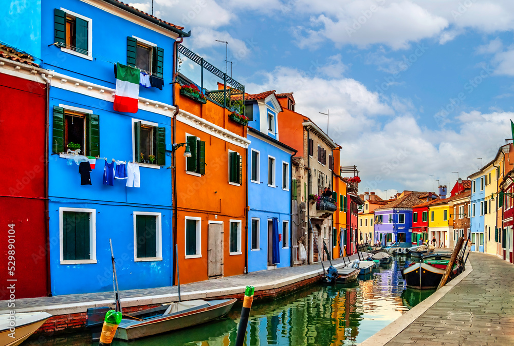 The colourful homes of Burano, Italy