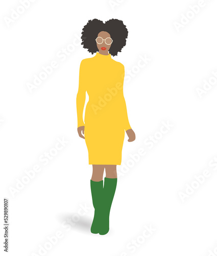 








Beautiful woman colorful silhouette, modrn girl wears yellow dress and green boots

