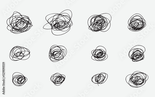 set of doodle sketchy pen and scribble isolated on white background, hand-drawn vector illustration