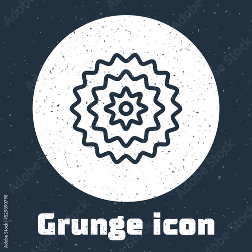 Grunge line Bicycle cassette mountain bike icon isolated on grey background. Rear Bicycle Sprocket. Chainring crankset with chain. Monochrome vintage drawing. Vector