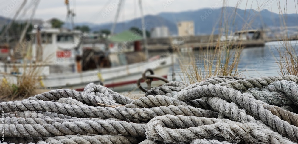 Obraz premium Ropes on a sailboat