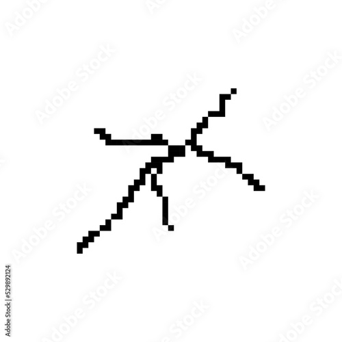 Black crack pixel art. Vector illustration.