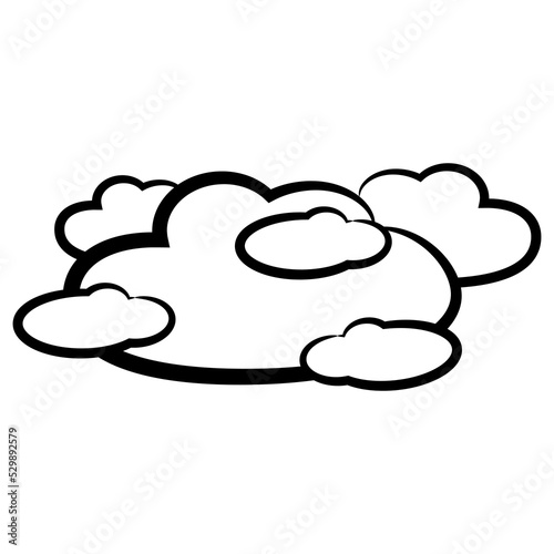 Stylized clouds. Black and white silhouette. Isolated vector illustration.