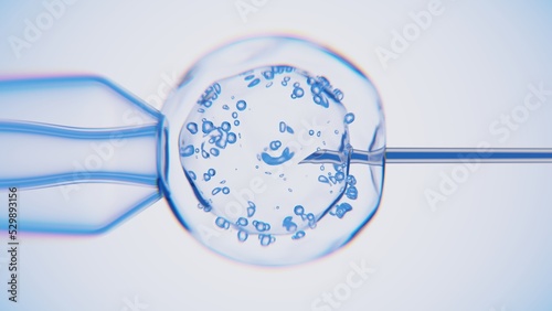 Working in a laboratory with a living cell.