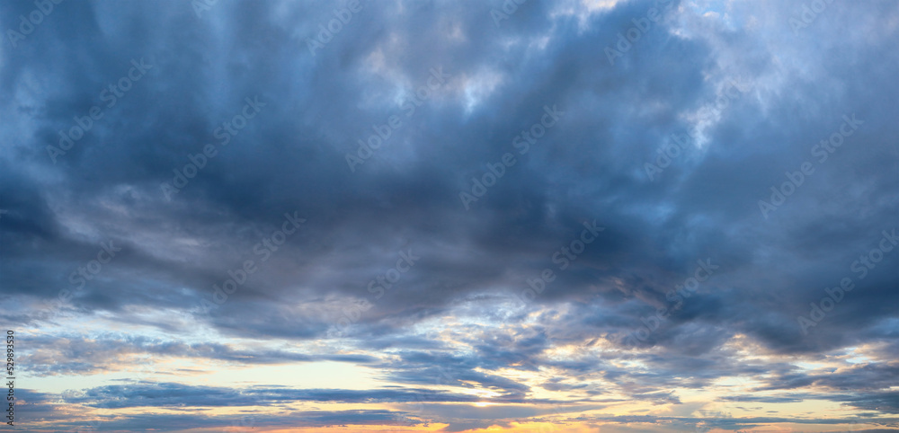 dark lilac sunset clouds panorama