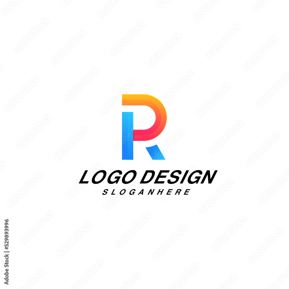gradation r letter logo design