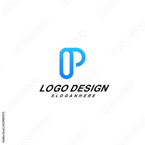 gradation letter p logo design