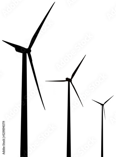 Silhouettes of wind turbines