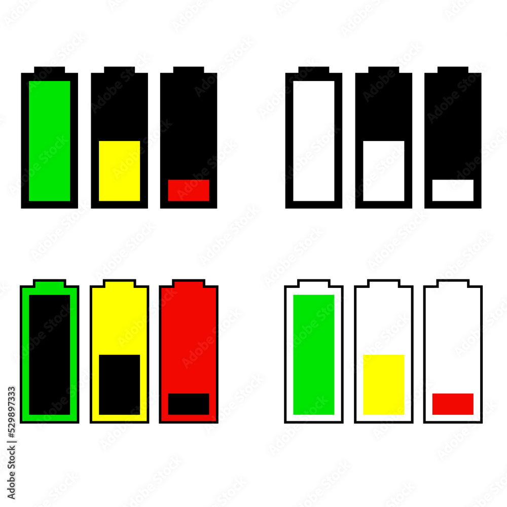 Battery charge indicator icons in jpeg image jpg graphics
