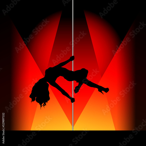 Hot Sexy Striptease Woman Girl Lady Female Silhouette on red background