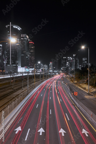 long exposure of traffic in a urban scene city