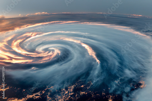 Hurricane Florence over Atlantics. Satellite view. Super typhoon over the ocean. The eye of the hurricane. The atmospheric cyclone.View from outer space Some elements of this image furnished by NASA photo