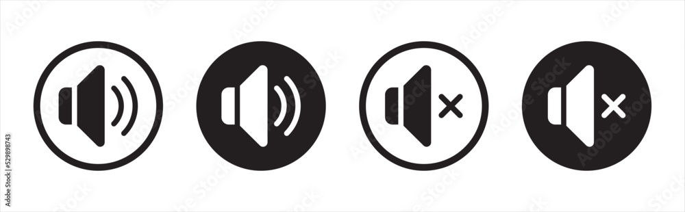 Speaker sound icon. Modern volume sound signs. Loudspeaker symbol for apps and websites Speaker sound icon. Modern volume sound signs. Loudspeaker symbol for apps and websites