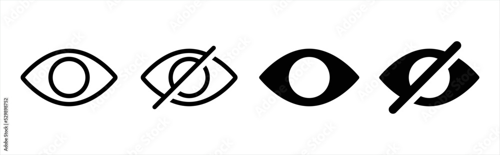 See and unsee eye icon. Eyesight symbol. Retina scan eye signs. Visibility, secure, privacy button vector illustration. See and unsee eye icon. Eyesight symbol. Retina scan eye signs. Visibility, secure, privacy button vector illustration.