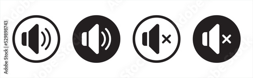 Speaker sound icon. Modern volume sound signs. Loudspeaker symbol for apps and websites
