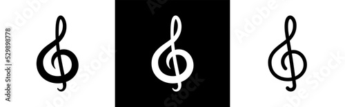 Treble clef icon. Music notes symbol signs, vector illustration