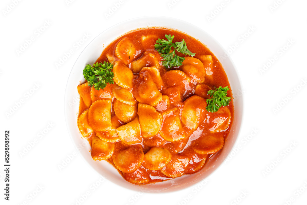 ravioli fish stuffed pasta tomato sauce fresh dish healthy meal food snack diet on the table copy space food background ravioli fish stuffed pasta tomato sauce fresh dish healthy meal food snack diet on the table copy space food background