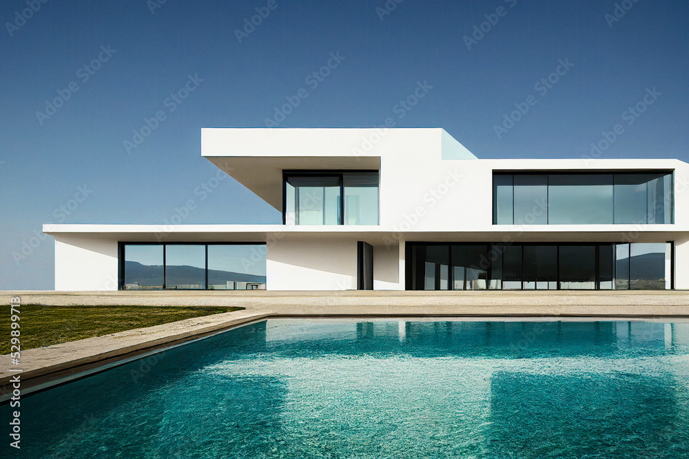 Fototapeta premium Hillside Contemporary Villa with a Swimming Pool