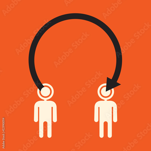knowledge transfer , arrow connecting one person with another
