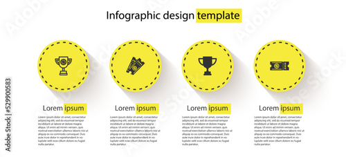 Set Award cup with basketball ball, Basketball game ticket, and . Business infographic template. Vector
