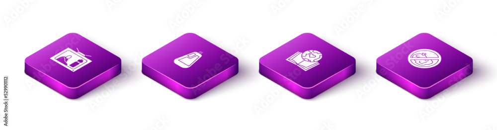 Set Isometric Stop plastic pollution, Bottle for dishwashing liquid, Earth globe and book and No trash icon. Vector Set Isometric Stop plastic pollution, Bottle for dishwashing liquid, Earth globe and book and No trash icon. Vector