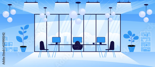 Empty modern office interior room design. Vector image illustration