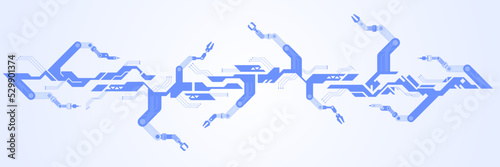 Hi-tech digital technology and engineering theme Industry 4.0 intelligence technology with robotic arm. Smart industrial revolution in factory process, Isolated flat vector illustration background
