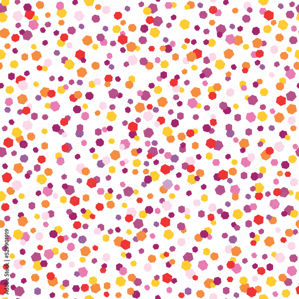Colorful scattered glitter seamless vector pattern. Perfect party or celebration event texture. Cute hand drawn background for wrapping paper, textile, fabric, wallpaper, card, gift, packaging.