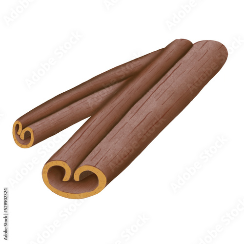 Cinnamon stick digital illustration. Christmas spices.