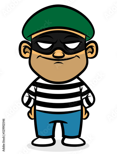 Cartoon illustration of A Thief Wearing mask and beanie hat to hiding an identity, best for mascot, logo, and sticker with robbery themes