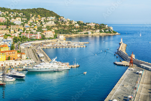 Wallpaper Mural Nice and Lympia port with yachts of Mediterranean sea, Cote d'Azur, France