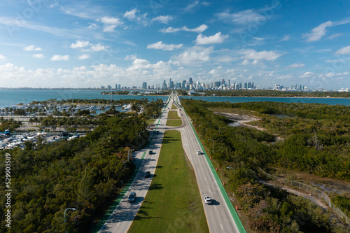 Aerial view  Road to Miami  Florida