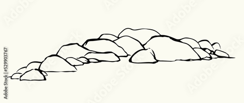 The stones lie on the ground. Vector drawing