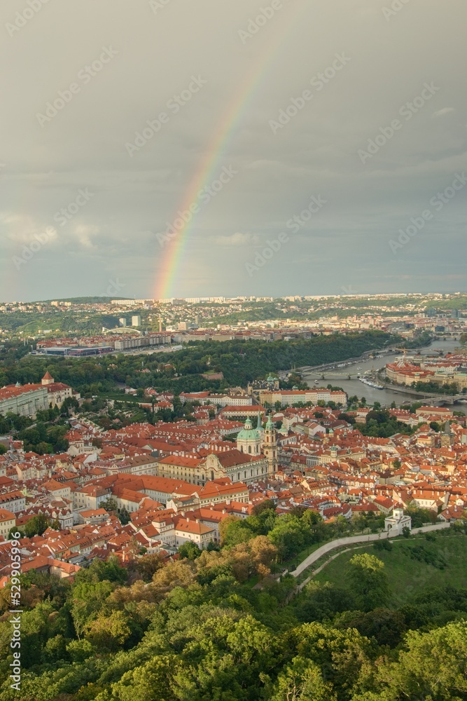 Rainbow over the Vltava river. Rainbow over the Vltava river.