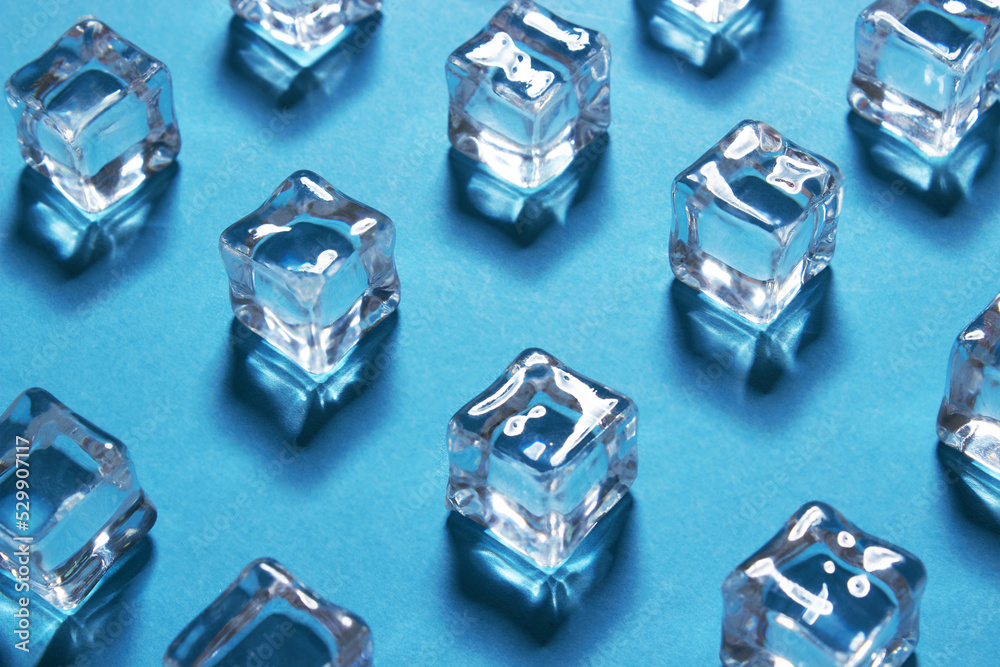 Ice cubes on blue Ice cubes on blue