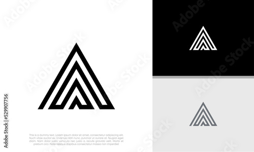 Innovative high tech logo template. Template label for blockchain technology. Technology Logo. Initials A logo design. 