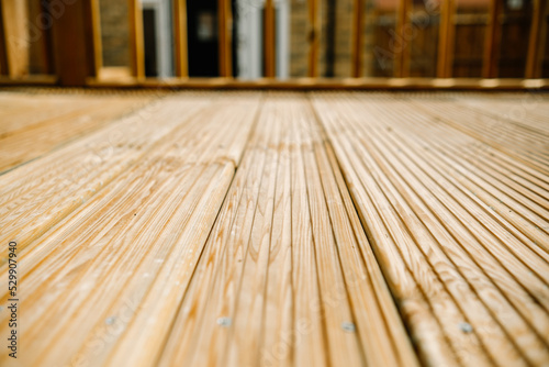 Wooden decking in garden