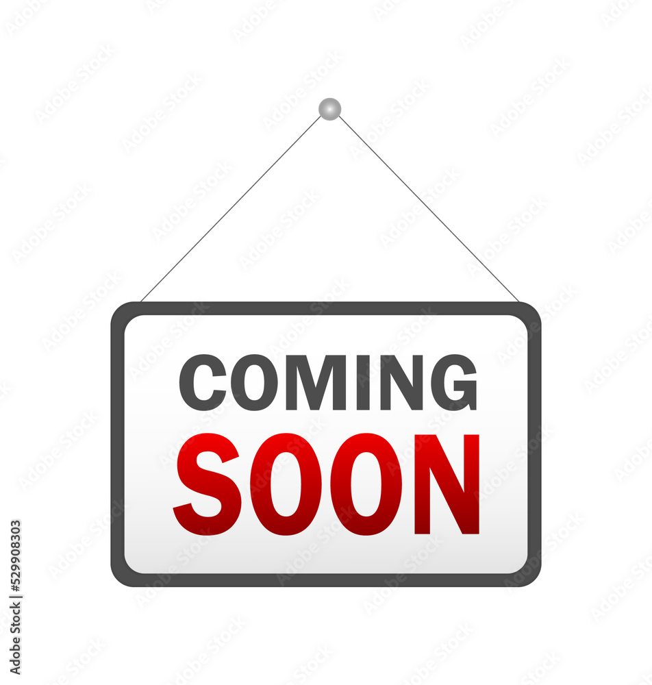 Coming soon for web promotion design. Vector web banner. Graphic element vector. Coming soon for web promotion design. Vector web banner. Graphic element vector.