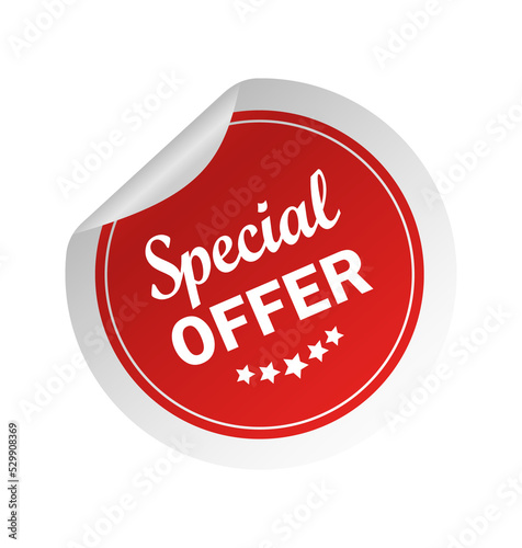 Special offer sticker in flat style on white background. Special offer sticker, great design for any purposes. Discount banner promotion template. Business icon. Flat vector.