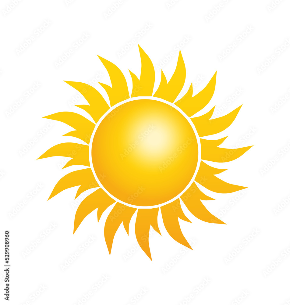 Flat yellow sun icon collection on white background. Vector flat cartoon illustration. Flat yellow sun icon collection on white background. Vector flat cartoon illustration.