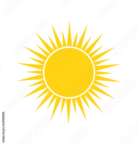Flat yellow sun icon collection on white background. Vector flat cartoon illustration.