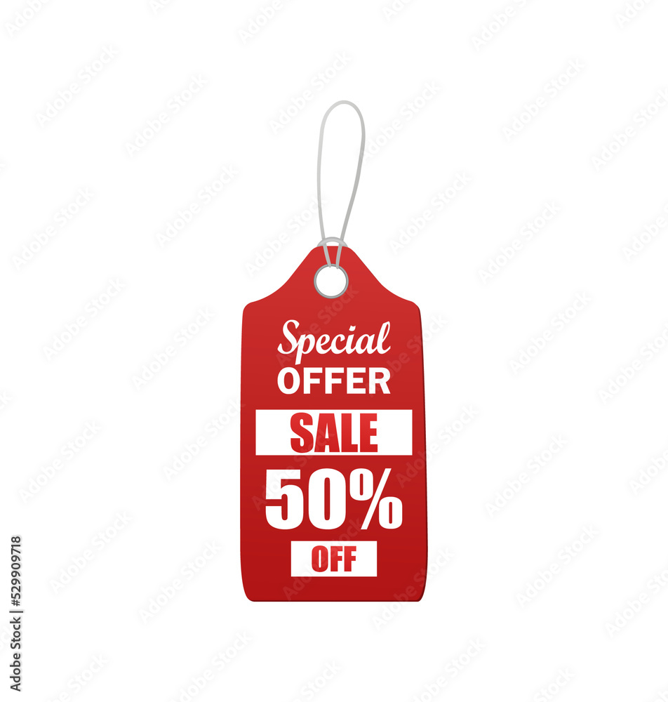 Vintage sale tag, great design for any purposes. Sale red tag on white background. Blank label.