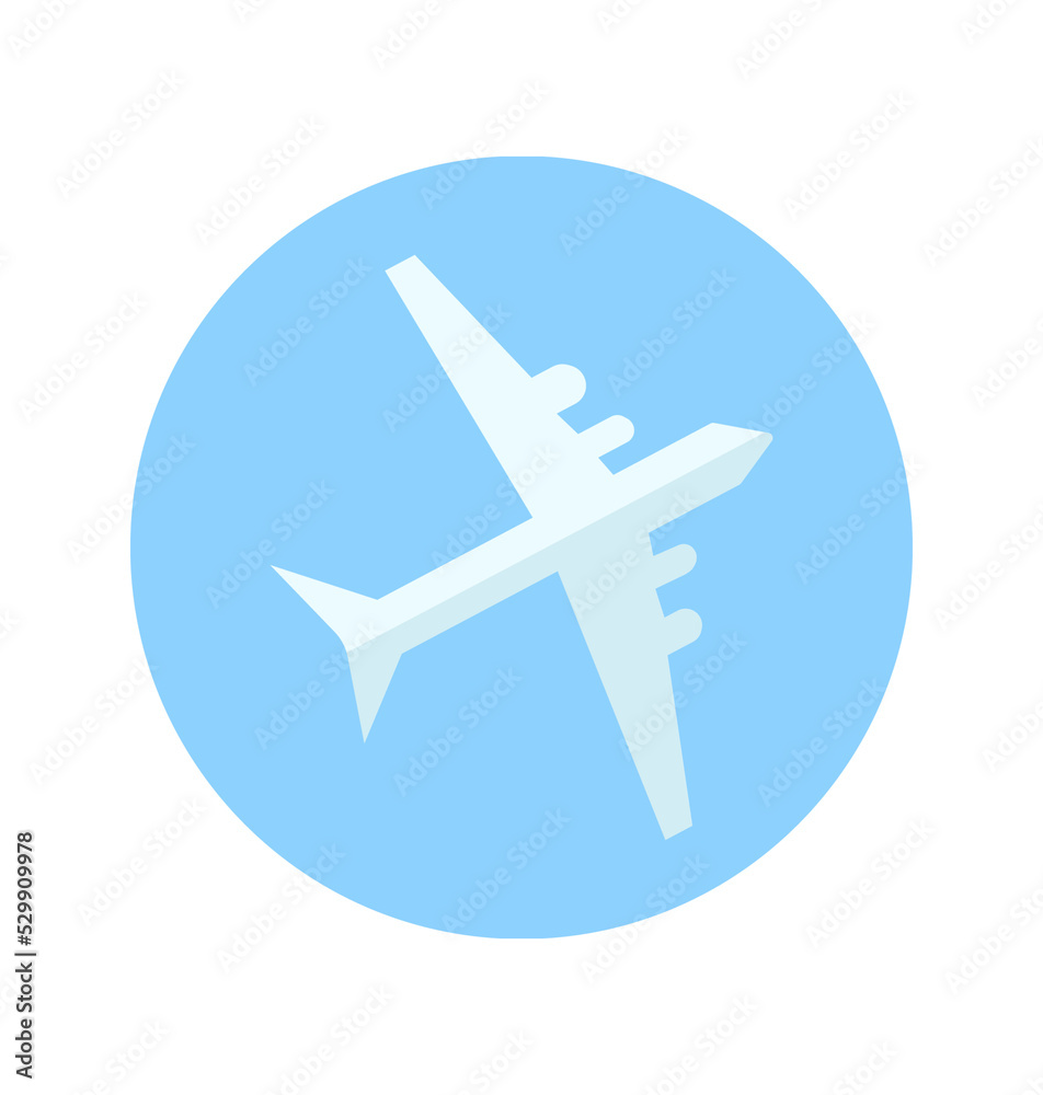 Icon for web design. Airplane trip, travel, journey. Flat illustration with travel icons.