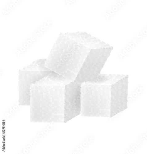 Sugar cubes, great design for any purposes. Abstract background. 3d illustration. Vector illustration.